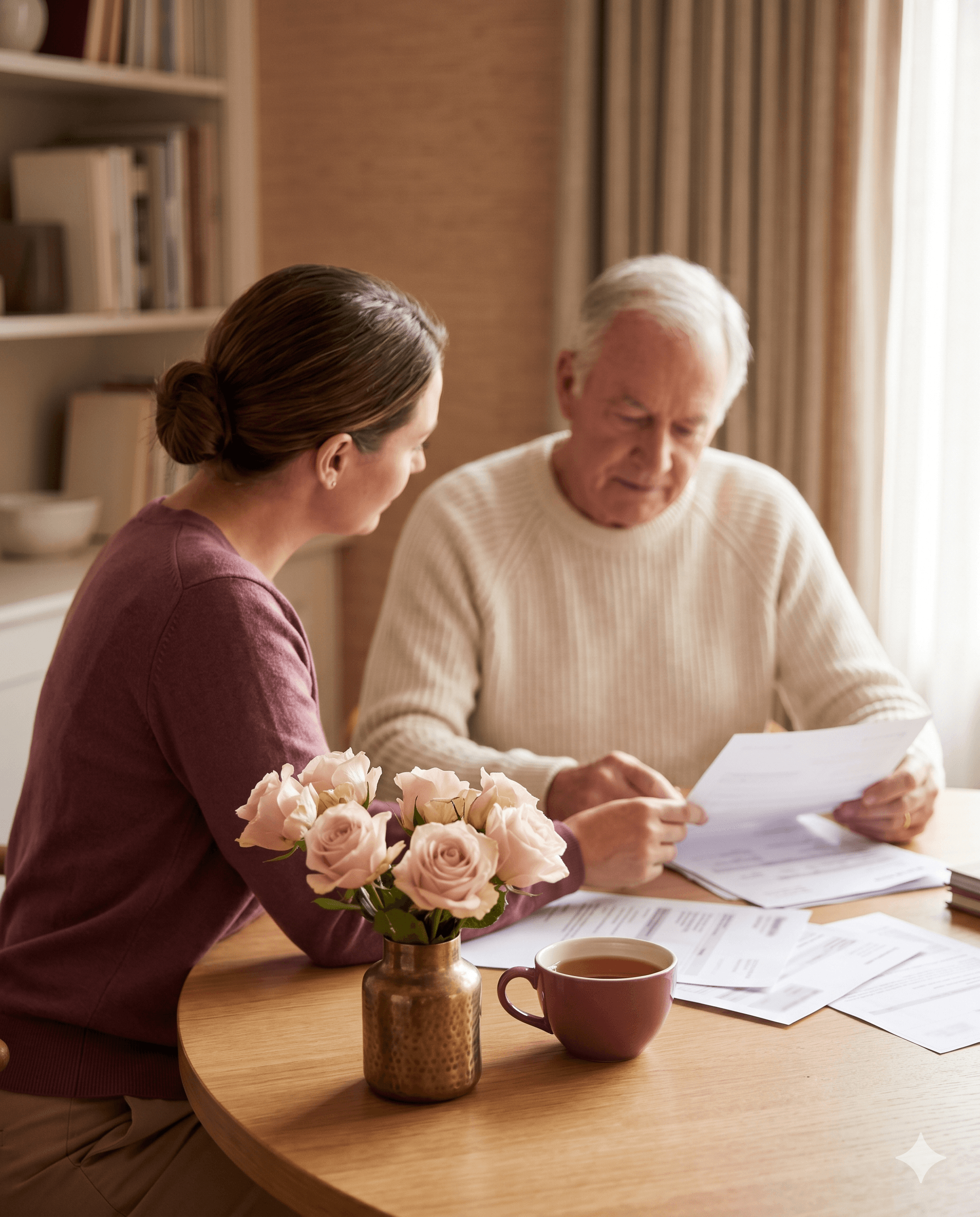 A Forget Me Not advisor compassionately guiding a family through life insurance assignment